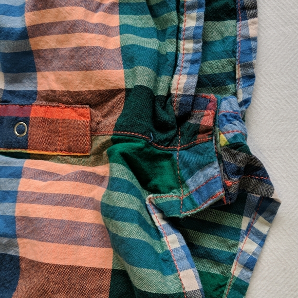 babyGap summer plaid henley romper with bear pocket 0-3 months baby boy - Picture 4 of 6